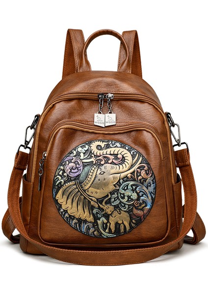 Ulusal Tarzda Işlemeli Koyun Derisi Sırt Çantası (Yurt Dışından)
