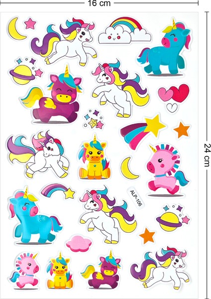 Unicorn Sticker Kabartmalı Çıkartma Etiket Sticker