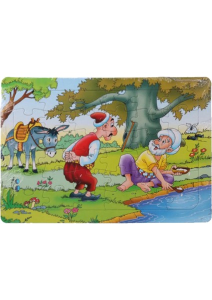 2 Adet 36 Parça Karton Yapboz Puzzle 4-5 Yaş - Arkası Sürpriz Boyamalı - 33X23 cm