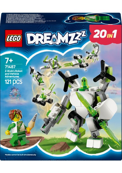 ® DREAMZzz™ Z-Blob'un Robot ve Araç Maceraları 71487 - 7 Yaş & Üzeri Çocuklar için Yaratıcı Oyuncak Yapım Seti (121 Parça)