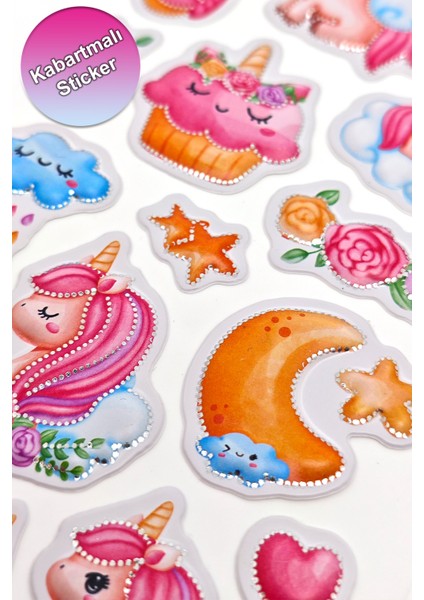 Unicorn Sticker Kabartmalı Çıkartma Etiket Sticker