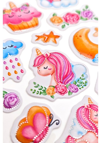 Unicorn Sticker Kabartmalı Çıkartma Etiket Sticker