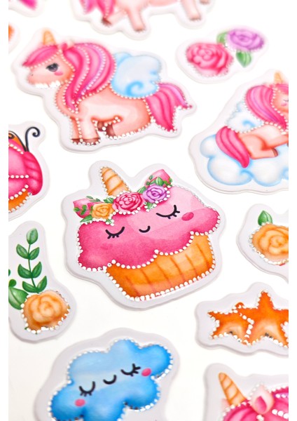 Unicorn Sticker Kabartmalı Çıkartma Etiket Sticker