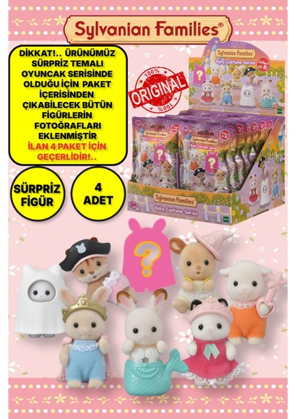 Sylvanian Families Sevimli Kostüm Temalı Sürpriz Mini Bebek - 5 cm - 4 Adet