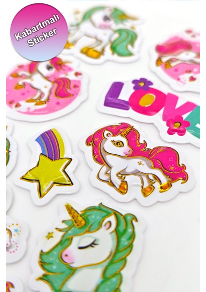 Unicorn Sticker Kabartmalı Çıkartma Etiket Sticker