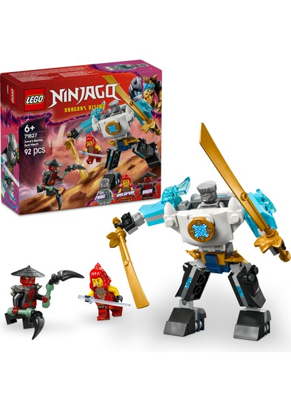 ® NINJAGO® Zane’in Savaş Zırhı Mech’i 71827 - 6 Yaş ve Üzeri Çocuklar için 3 Minifigürlü Yaratıcı Oyuncak Yapım Seti (92 Parça)