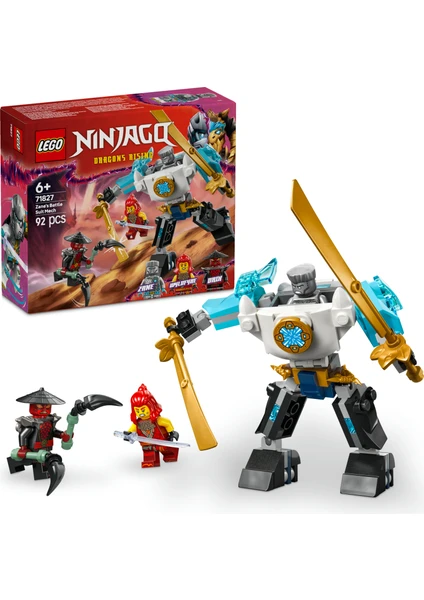 LEGO® NINJAGO® Zane’in Savaş Zırhı Mech’i 71827 - 6 Yaş ve Üzeri Çocuklar için 3 Minifigürlü Yaratıcı Oyuncak Yapım Seti (92 Parça)