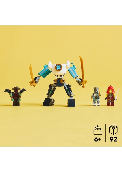 ® NINJAGO® Zane’in Savaş Zırhı Mech’i 71827 - 6 Yaş ve Üzeri Çocuklar için 3 Minifigürlü Yaratıcı Oyuncak Yapım Seti (92 Parça)