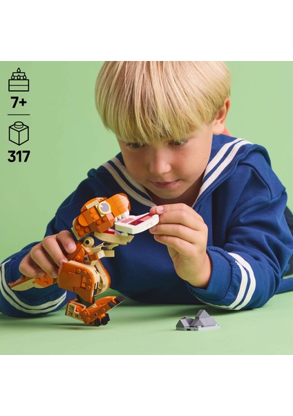® Jurassic World Küçük Eatie: T. rex 76967 - 7 Yaş & Üzeri Çocuklar için Yaratıcı Oyuncak Yapım Seti (317 Parça)
