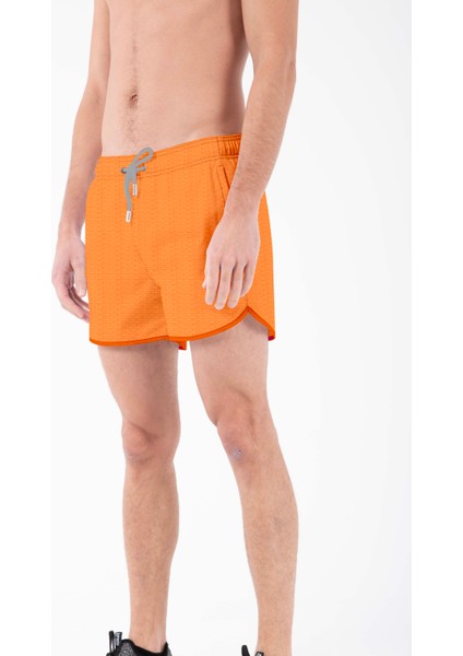 Turuncu Yazı Desenli Erkek Mini Boy Mayo Deniz Şortu fiyatları