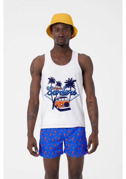 Saks Mavi Desenli Standart Boy Mayo Deniz Şortu fiyatları