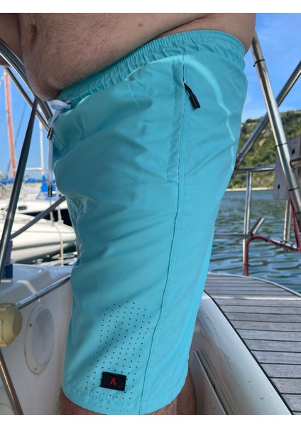 Erkek Büyük Beden Mint Düz Renk Standart Boy Mayo Deniz Şortu modelleri