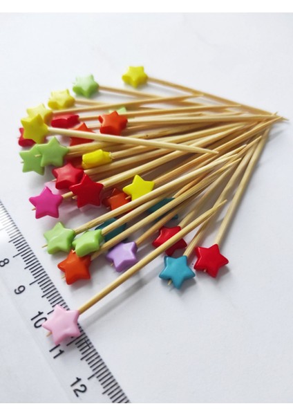 100 Adet Dekoratif Küçük Renkli Yıldız Parti Kürdanı 6 cm - Yıldız 10 mm fiyatları