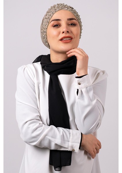 Vizon Pratik Hazır Geçmeli Tesettür Bone Sandy Kumaş Taşlı 1456_10 fiyatları