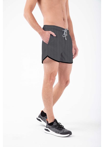 Siyah Yazı Desenli Erkek Mini Boy Mayo Deniz Şortu modelleri