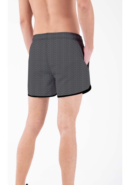 Siyah Yazı Desenli Erkek Mini Boy Mayo Deniz Şortu fırsatları