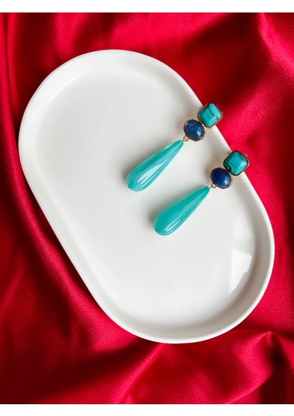 Mavi Renkli Uzun Sarkıt Küpe fiyatları