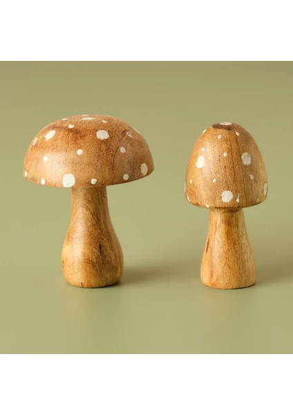 Mushroom Mango Obje 2'li Kahverengi (7X10 Cm)