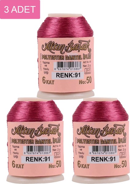 3 Adet Altınbaşak Oya ve Dantel Ipi 20 gr - Royaleks - No: 091