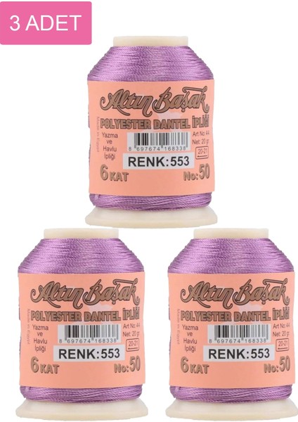 3 Adet Altınbaşak Oya ve Dantel Ipi 20 gr - Royaleks - No: 553