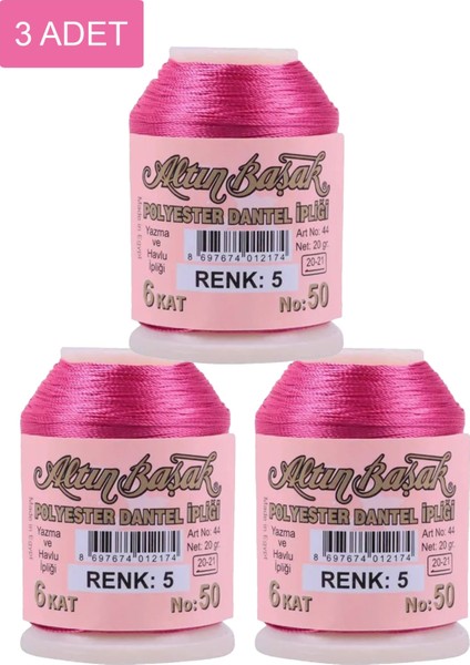 3 Adet Altınbaşak Oya ve Dantel Ipi 20 gr - Royaleks - No: 005