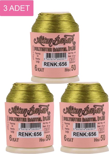 3 Adet Altınbaşak Oya ve Dantel Ipi 20 gr - Royaleks - No: 656