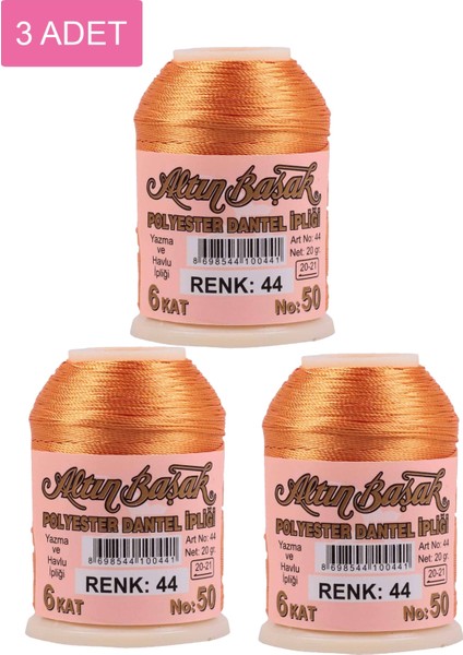 3 Adet Altınbaşak Oya ve Dantel Ipi 20 gr - Royaleks - No: 044