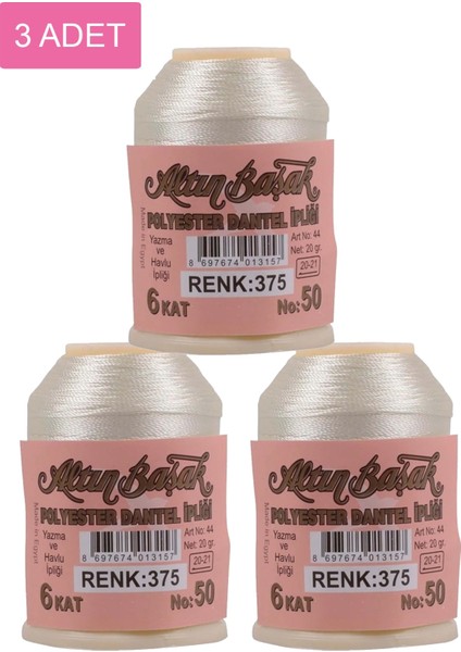 3 Adet Altınbaşak Oya ve Dantel Ipi 20 gr - Royaleks - No: 375