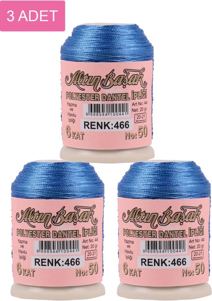 3 Adet Altınbaşak Oya ve Dantel Ipi 20 gr - Royaleks - No: 466