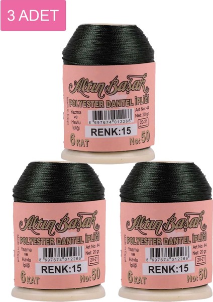 3 Adet Altınbaşak Oya ve Dantel Ipi 20 gr - Royaleks - No: 015