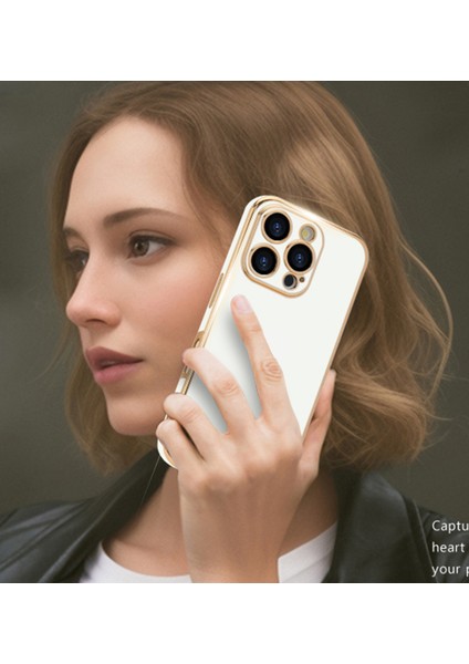 iPhone 15 Pro Max Uyumlu Kılıf Kamera Korumalı Arkası Renkli Kenarları Parlak Dore Tasarım Kapak modelleri