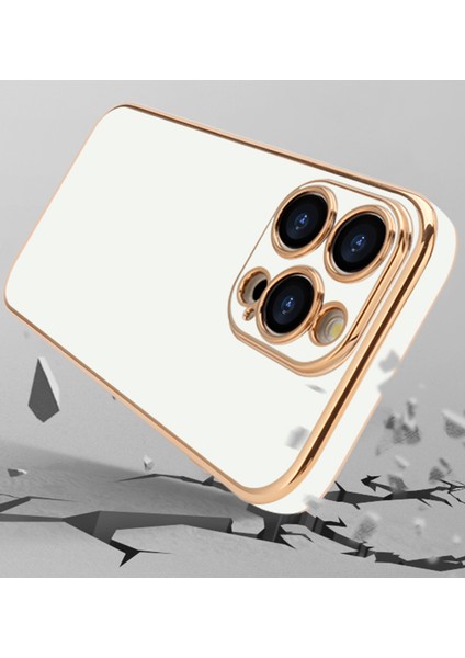 iPhone 15 Pro Max Uyumlu Kılıf Kamera Korumalı Arkası Renkli Kenarları Parlak Dore Tasarım Kapak fırsatları
