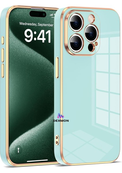 iPhone 15 Pro Max Uyumlu Kılıf Kamera Korumalı Arkası Renkli Kenarları Parlak Dore Tasarım Kapak