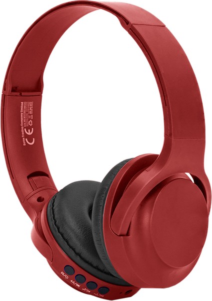 Kablosuz Kulaklık Bluetooth Mikrofonlu Kulaküstü Kulaklık Katlanabilir Kırmızı