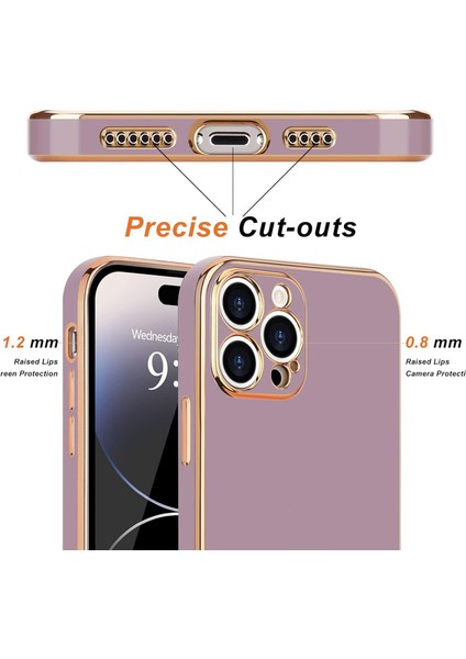 iPhone 15 Pro Max Uyumlu Kılıf Kamera Korumalı Arkası Renkli Kenarları Parlak Dore Tasarım Kapak modelleri
