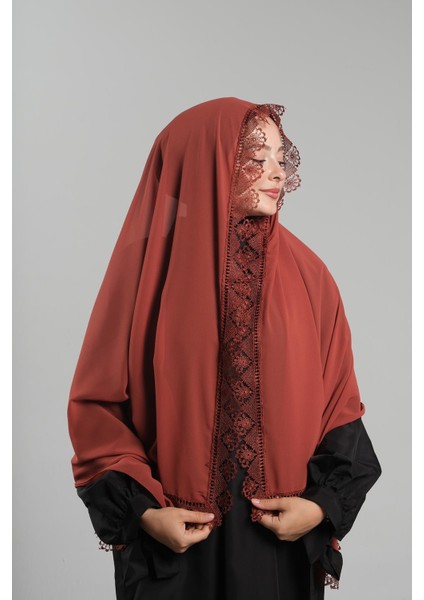 Kiremit Namaz Başörtüsü Şal Şifon Güpürlü 202106_05 fiyatları