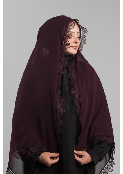 Mürdüm Namaz Başörtüsü Şal Şifon Güpürlü 202106_07 fiyatları