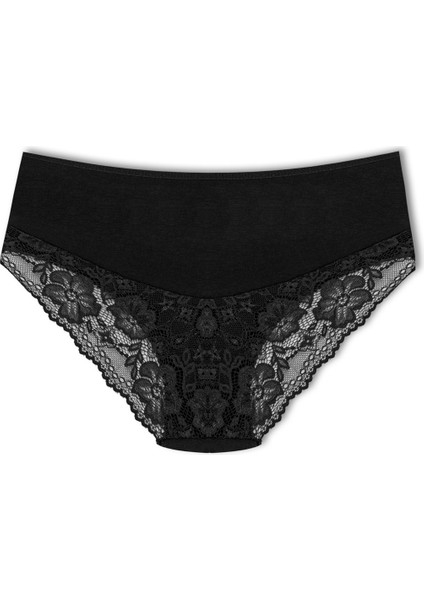 7'li Arkası Yarım Dantel Pamuklu Yüksek Bel Büyük Beden Kadın Külot modelleri