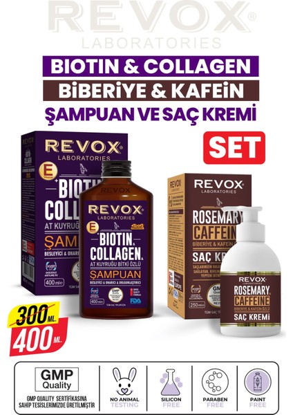 Biotin & + E Vitamini Destekli Saç Bakım Şampuanı + Biberiye Ve Kafein Özlü Saç Kremi