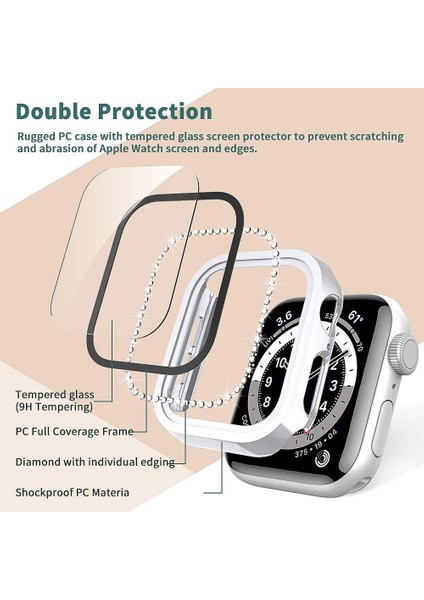 Apple Watch 10/11 Serisi 42mm Ekran Koruyuculu Tek Sıra Kenar Taşlı Sert PC Kasa Koruyucu fiyatları