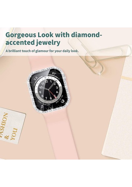 Apple Watch 10/11 Serisi 42mm Ekran Koruyuculu Tek Sıra Kenar Taşlı Sert PC Kasa Koruyucu fırsatları