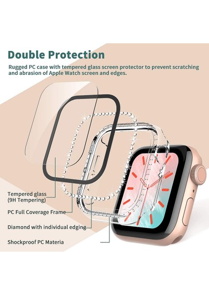 Apple Watch 10/11 Serisi 46mm Ekran Koruyuculu Tek Sıra Kenar Taşlı Sert PC Kasa Koruyucu fiyatları