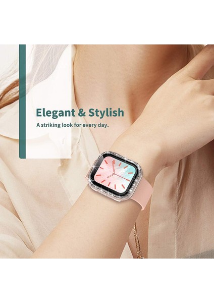 Apple Watch 10/11 Serisi 46mm Ekran Koruyuculu Tek Sıra Kenar Taşlı Sert PC Kasa Koruyucu modelleri