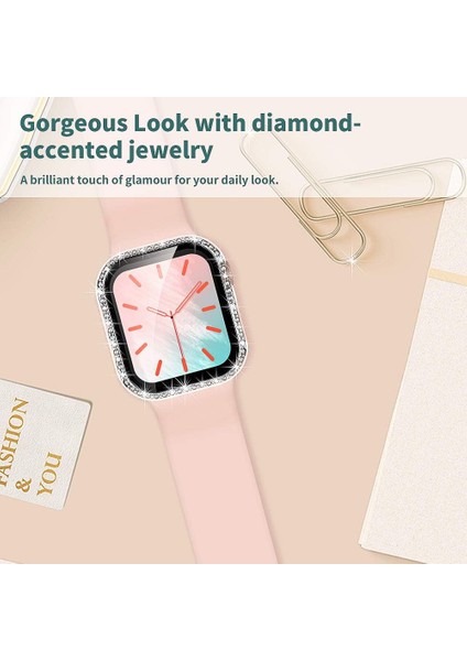 Apple Watch 10/11 Serisi 46mm Ekran Koruyuculu Tek Sıra Kenar Taşlı Sert PC Kasa Koruyucu fırsatları