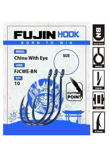 Chinu With Eye Delikli Çapraz Olta Kancası 8 No