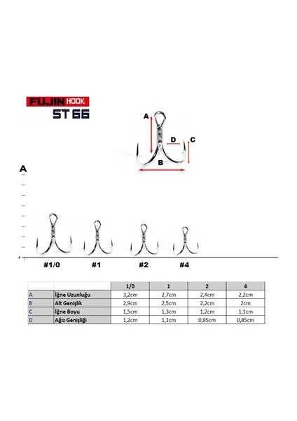 ST66 Üçlü Maket Balık Iğnesi Nickel 1 No