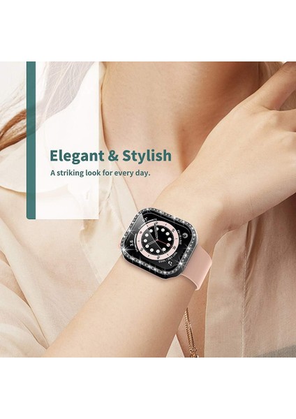 Apple Watch 10/11 Serisi 42mm Ekran Koruyuculu Tek Sıra Kenar Taşlı Sert PC Kasa Koruyucu modelleri