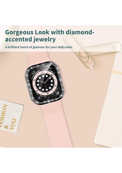 Apple Watch 10/11 Serisi 42mm Ekran Koruyuculu Tek Sıra Kenar Taşlı Sert PC Kasa Koruyucu fırsatları