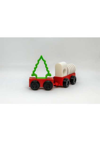 Noel Çam Ağacı Treni 2 Vagonlu 3D Model modelleri
