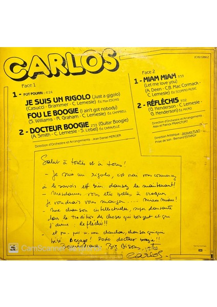 Carlos – Je Suis Un Rigolo (Lp Plak)